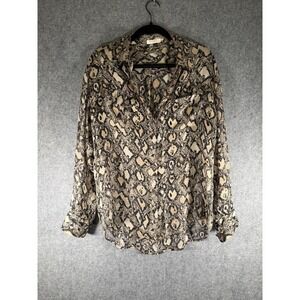 Equipment Femme Women Small Snake Print Long Sleeve Button Up Blouse Top